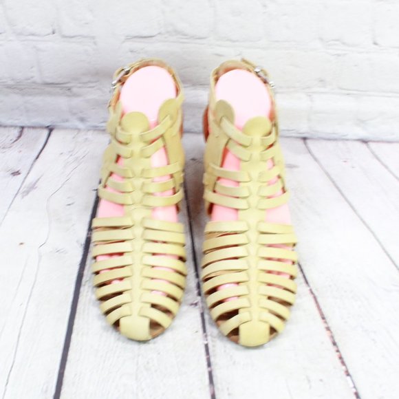 Latigo Smile Yellow Leather Cage Casual Huarache Wedge Sandal Size 7 M - Picture 5 of 9